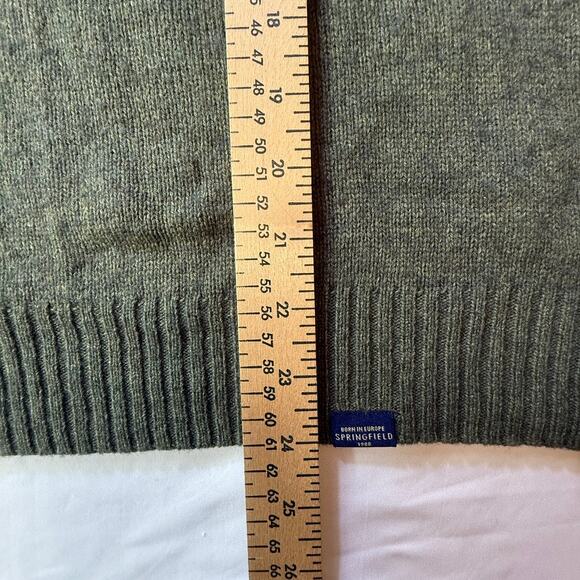Springfield Original Lambswool Sweater Olive Green Mock Neck Button Pullover M3 - Picture 10 of 12